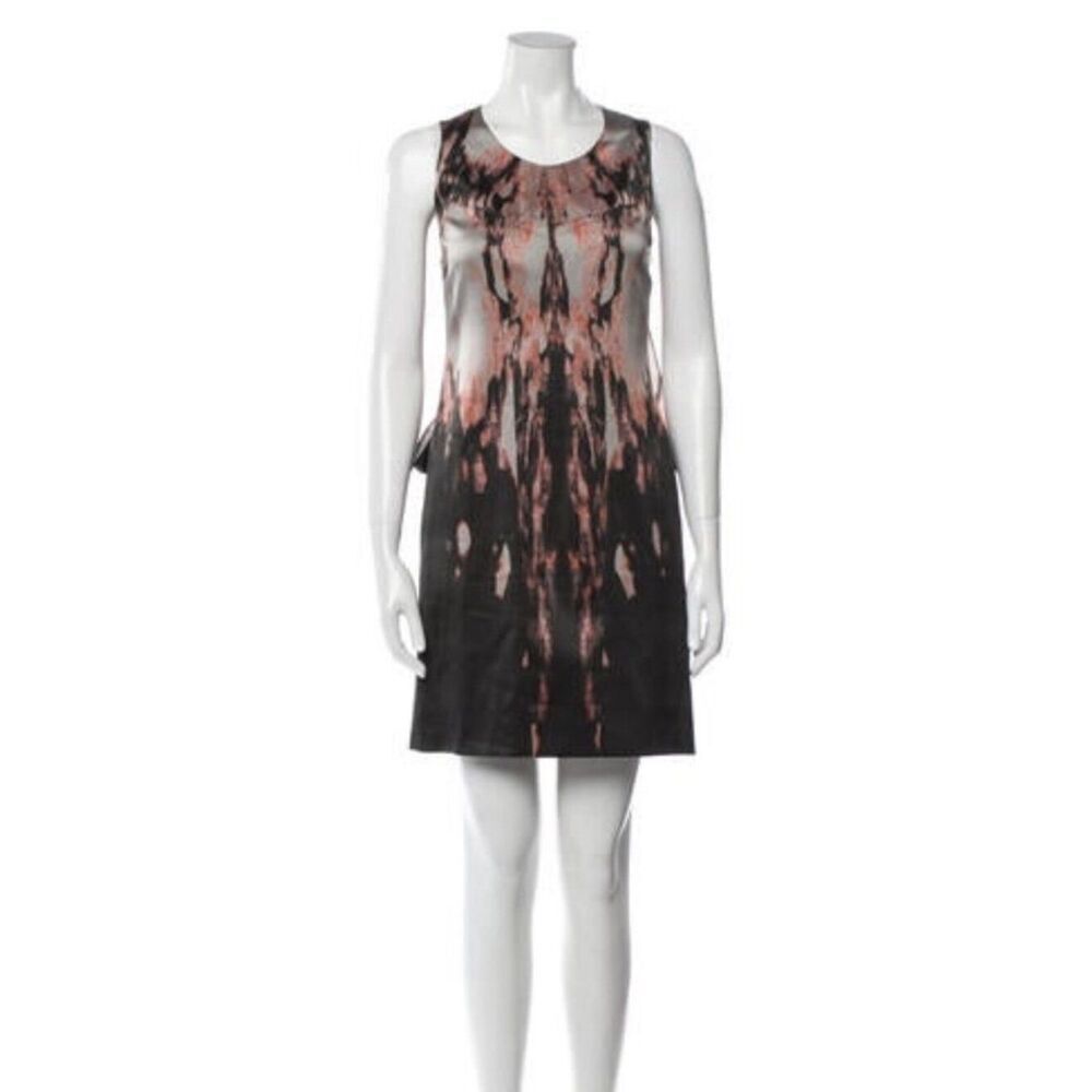 Givenchy Authentic Silk Black Gray Coral Orange Tank Mini Dress 38 Small Italy